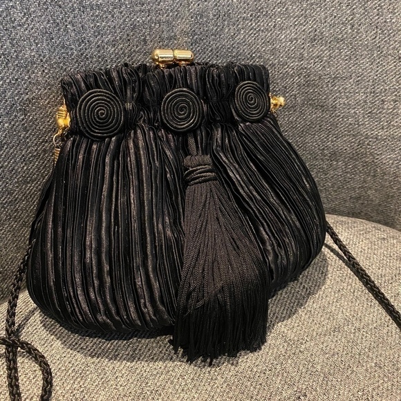 STUNNING black fringe Roaring 20’s Great Gatsby style evening bag - Picture 1 of 10